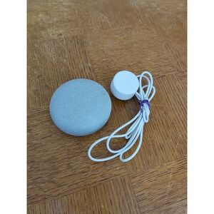 Google Home Mini H0A 1st Gen Chalk Smart Speaker with Power Adapter - Tested
